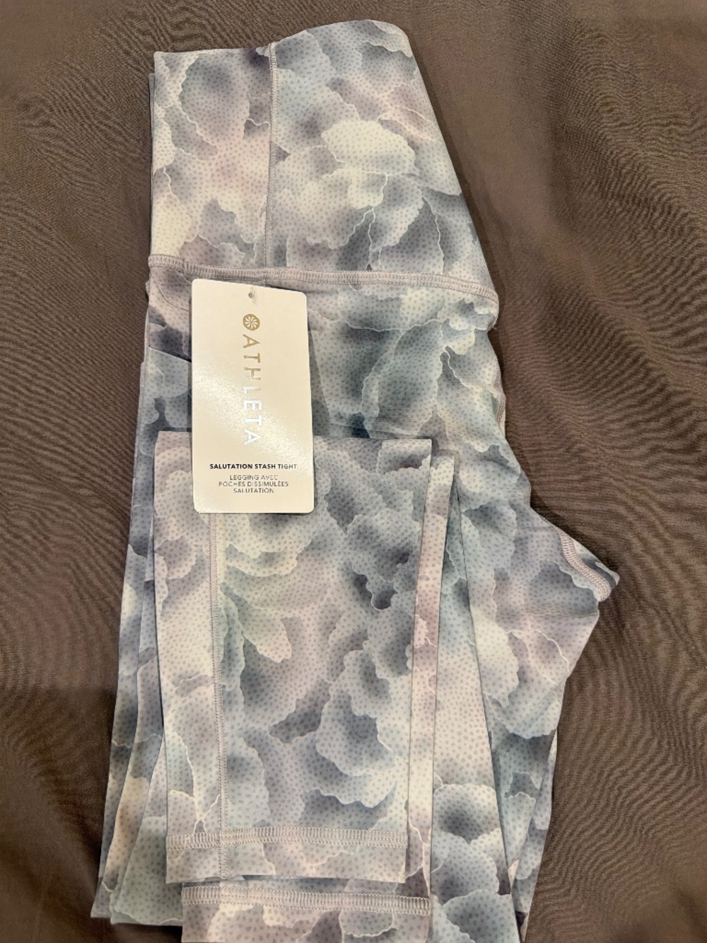 NWT Athleta Salutation Stash Tight | Size Small | Blue Watercolor Print